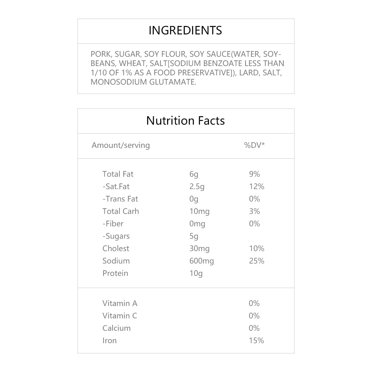Pork Sung USDA Certified 4 oz