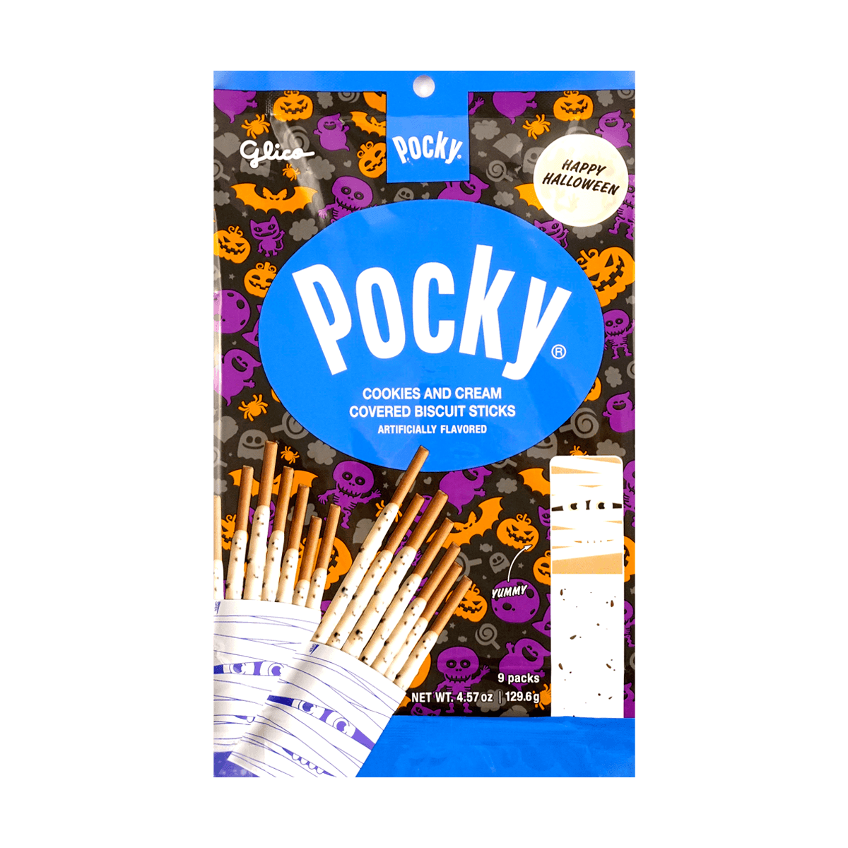 Limited Edition Japanese Chocolate Cream Pocky Cookie Sticks - Family Pack, 9 Packs, 4.12oz