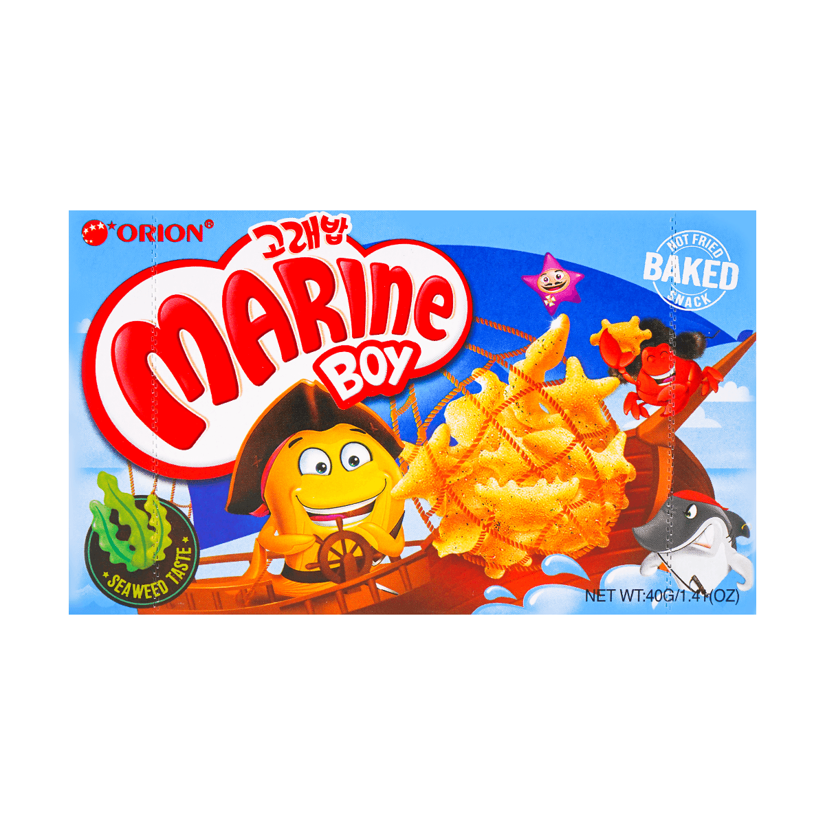 MGoraebab Marine Boy Crunchy Seaweed Flavor Crackers, 4 Packs, 5.64oz