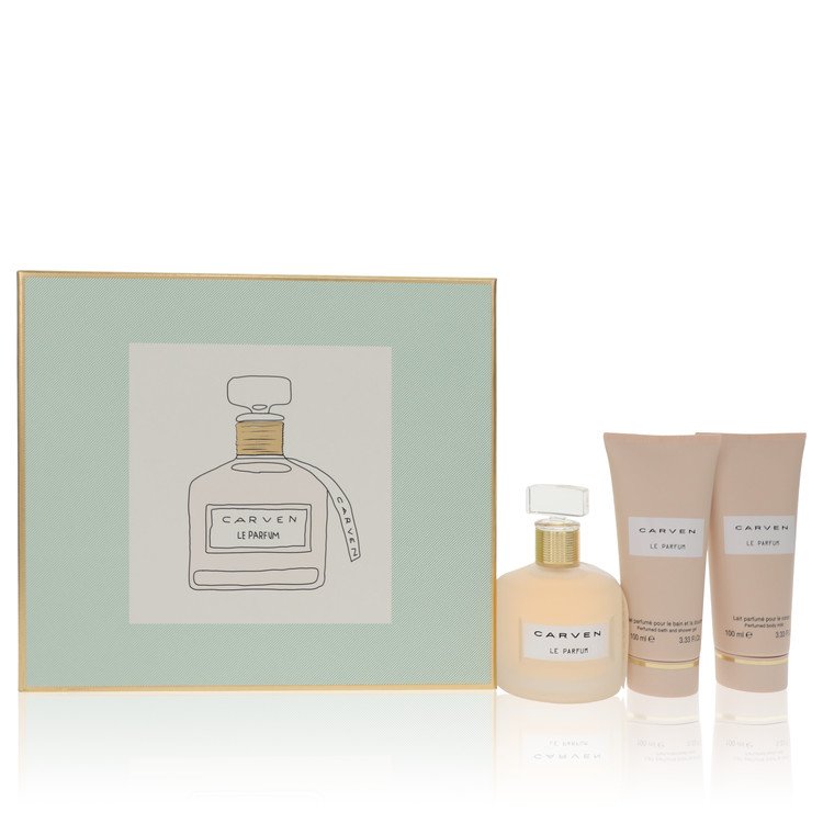 Carven Le Parfum Gift Set - 3.4 oz Eau De Parfum Spray + 3.4 oz Body Milk + 3.4 oz Shower Gel By Carven