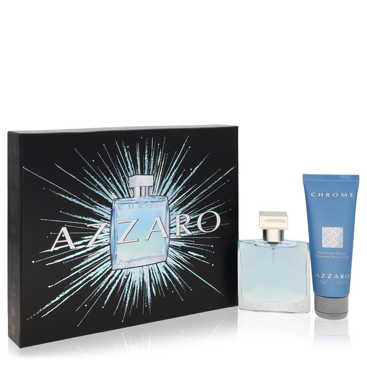 Chrome Gift Set - 1.7 oz Eau De Toilette Spray + 2.5 oz All Over Shampoo By Azzaro