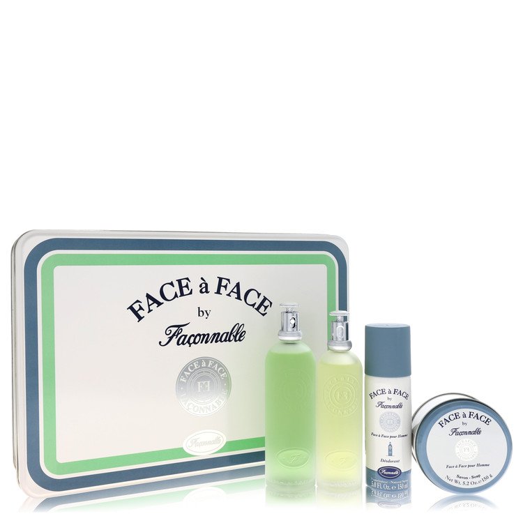 Face A Face Gift Set - 5 oz Eau De Toilette Spray + 5 oz Deodorant Spray + 3.3 oz After Shave + 5 oz Soap By Faconnable