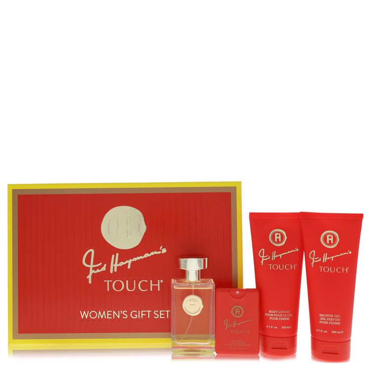 Touch Gift Set - 3.4 oz Eau De Toilette Spary + 6.7 oz Body Lotion + 6.7 oz Shower Gel + 0.61 oz Pocket Soray By Fred Hayman