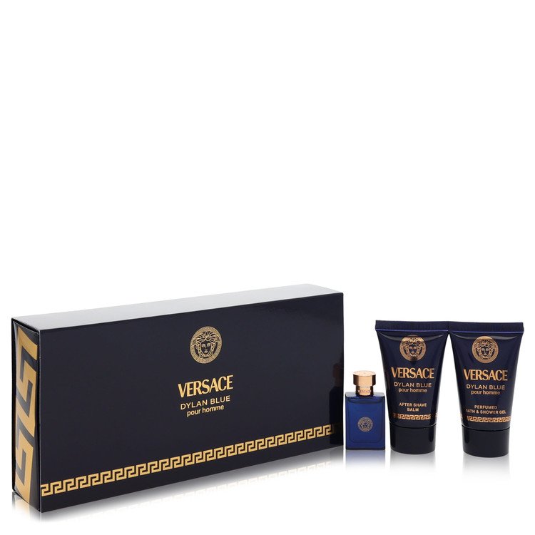 Versace Pour Homme Dylan Blue Gift Set - 0.17 oz Mini EDT + 0.8 oz After Shave Balm + 0.8 oz Shower Gel By Versace