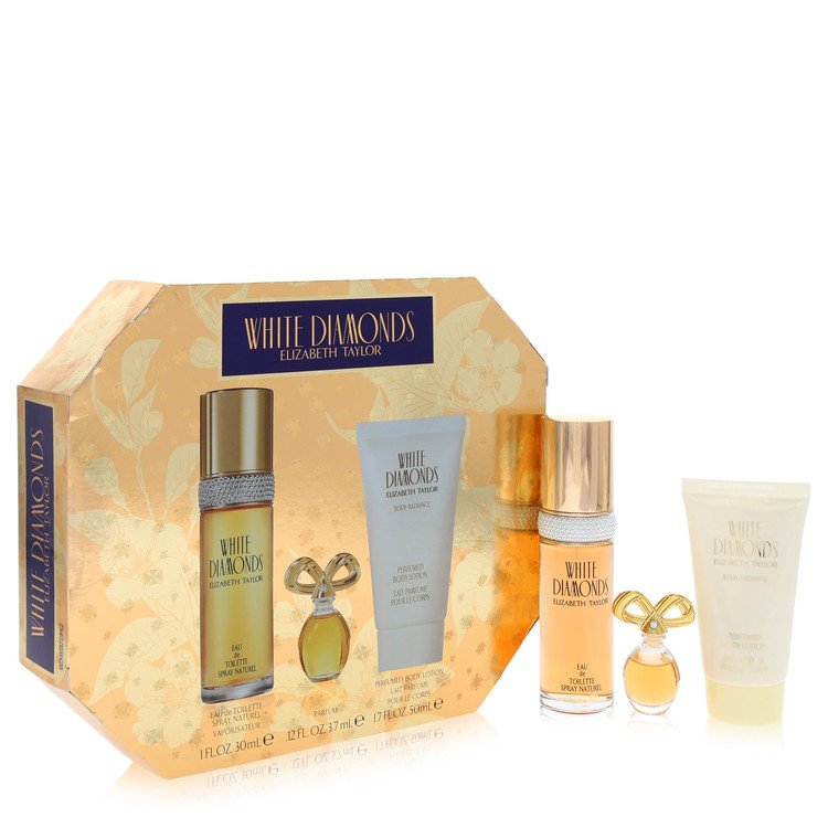 White Diamonds Gift Set - 1 oz Eau De Toilette Spray + .12 oz Min EDP + 1.7 oz Body Lotion By Elizabeth Taylor