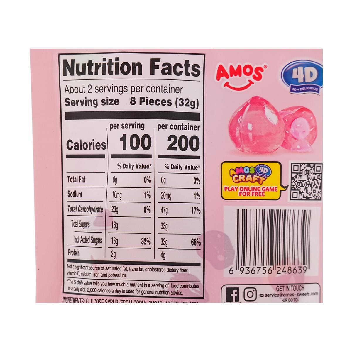 4D Fruit Jelly Gummy Candy Juicy Burst Peach 2.29 oz