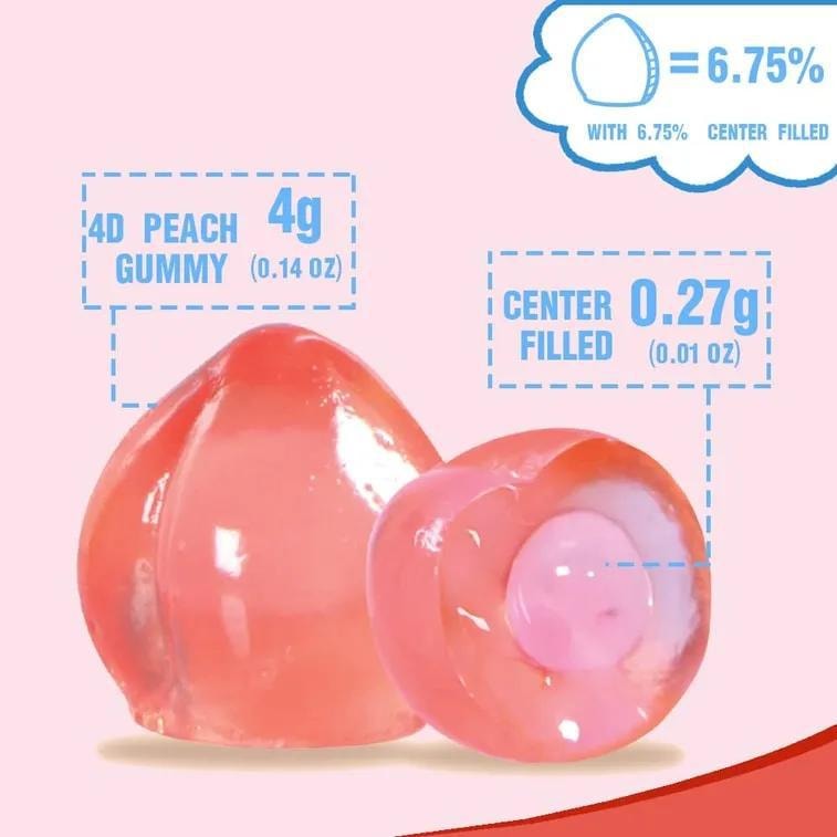 4D Fruit Jelly Gummy Candy Juicy Burst Peach 2.29 oz