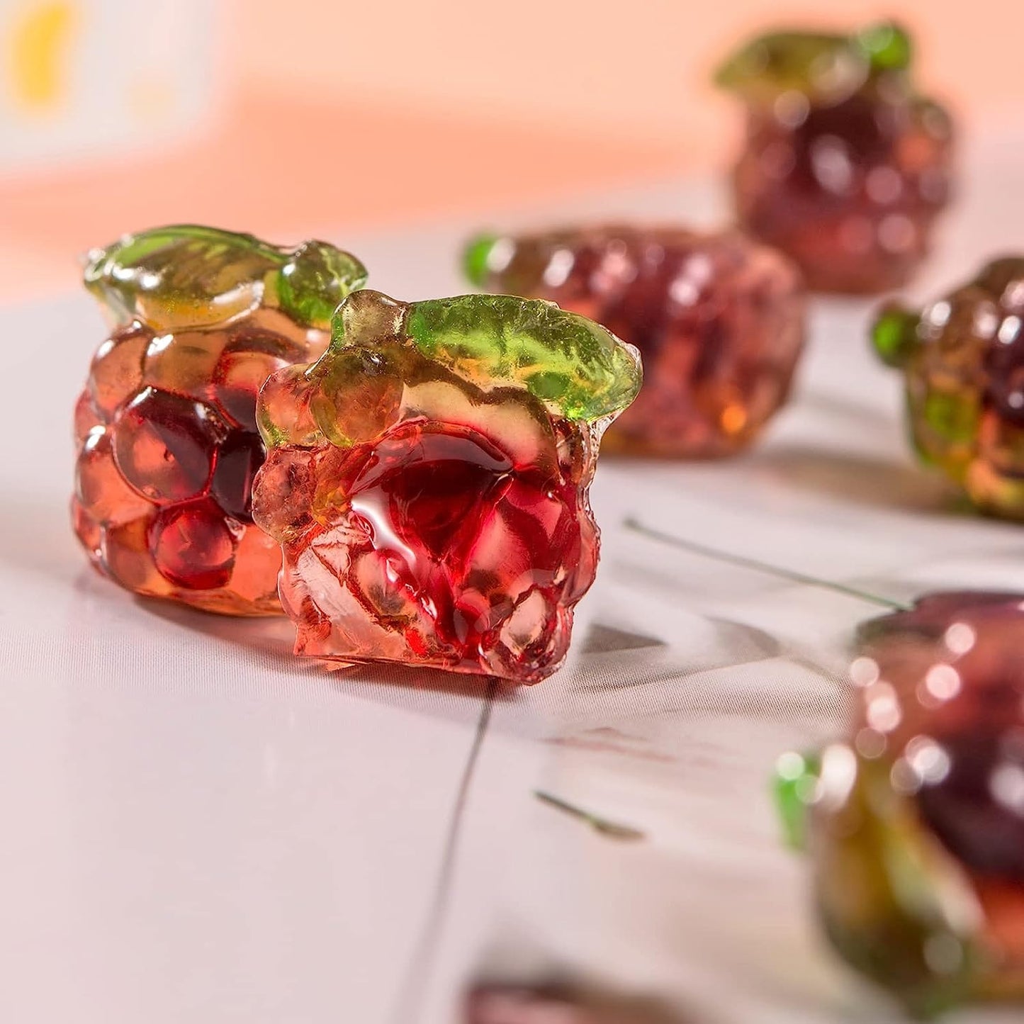 AMOS 4D Gummy Fruit Filled Candy Fruit Gummy Grape Burst Fruity Snacks Grape Jelly Filled Gummies 2.29Oz Per Bag