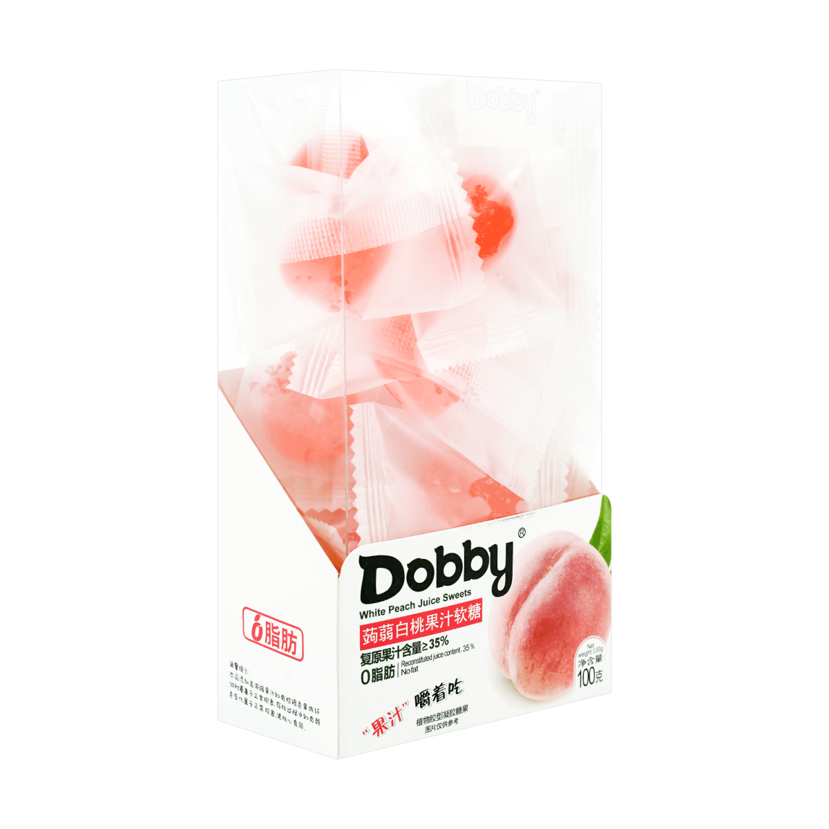 White Peach Jelly Gummy Candy, 3.52oz