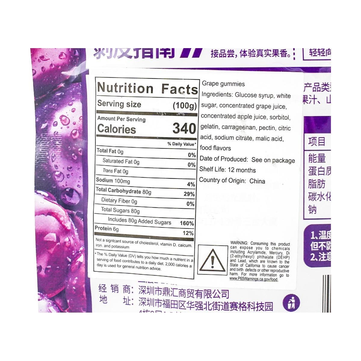 Grape Flavor Bobo 3d Peeled Soft  Jelly Gummy Candy 2.64 oz