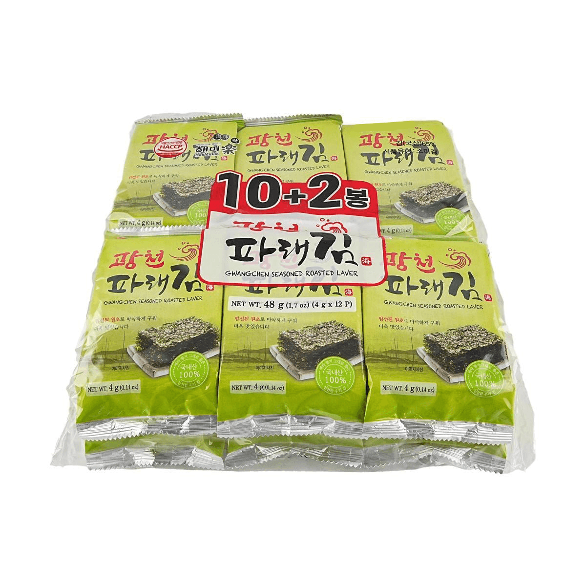 Gwangchen Seasoned Green Laver  0.14 oz*12