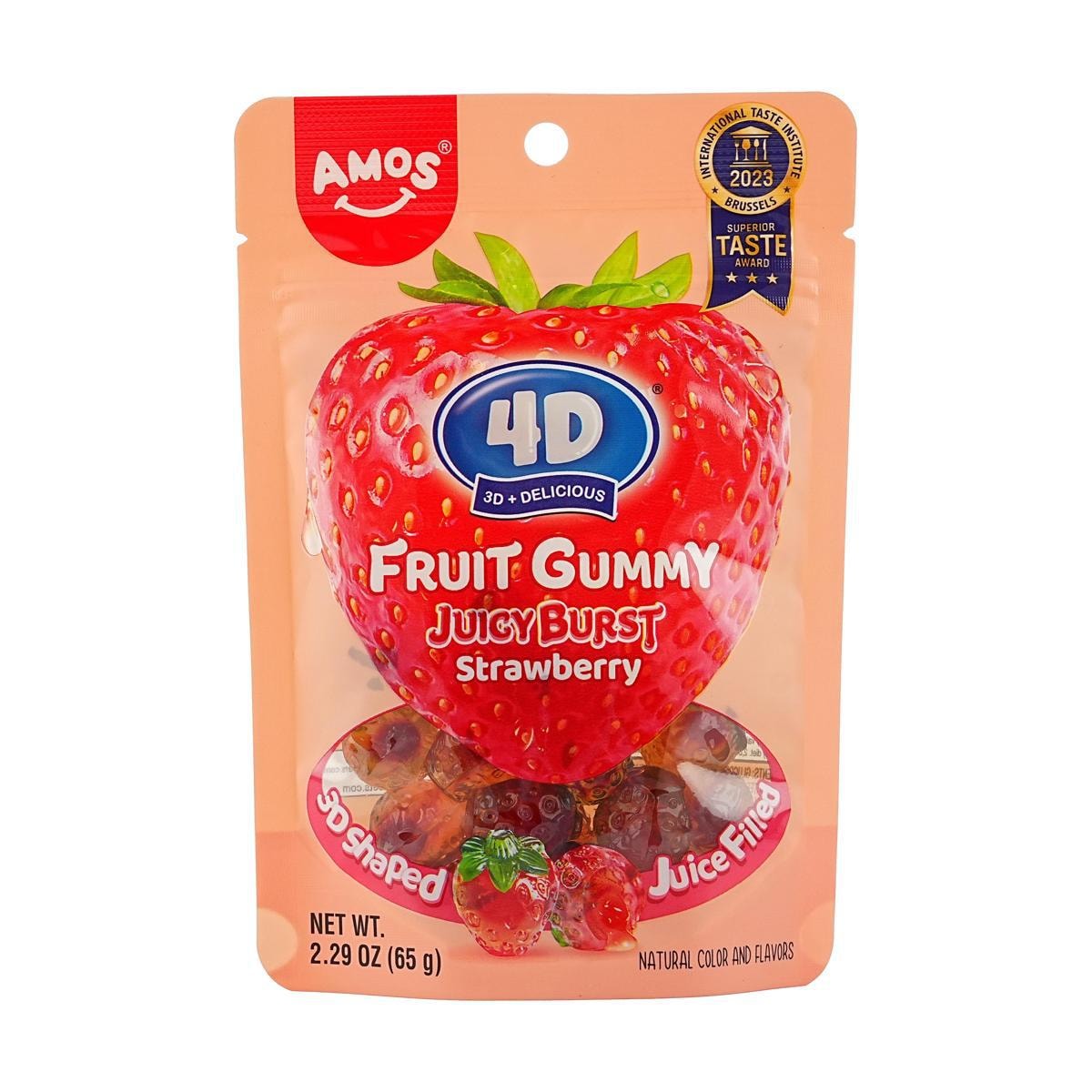 4D Fruit Jelly Gummy Candy Juicy Burst Orange+Grape+Peach Flavor (6 Combo Packs)