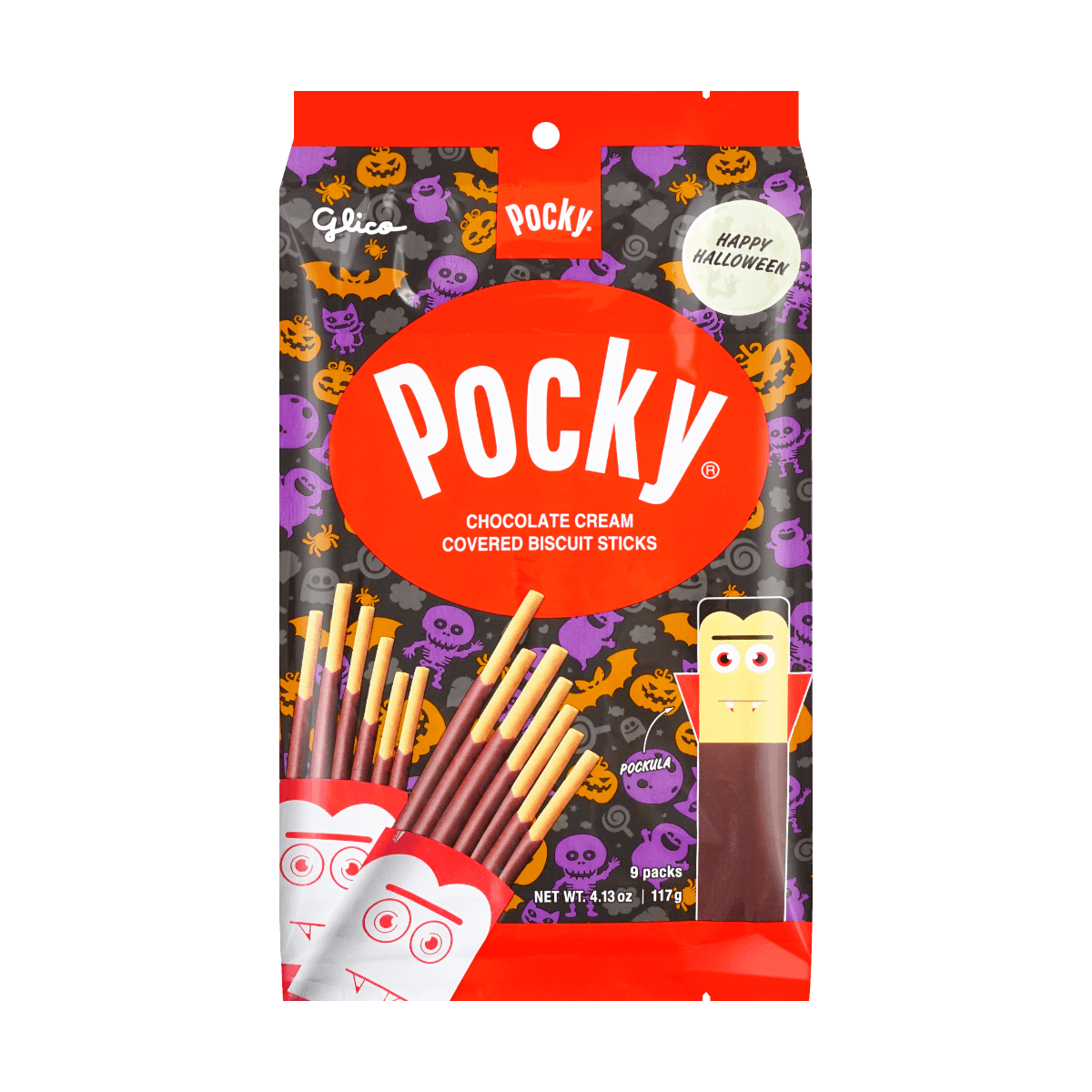 Limited Edition Japanese Chocolate Cream Pocky Cookie Sticks - Family Pack, 9 Packs, 4.12oz