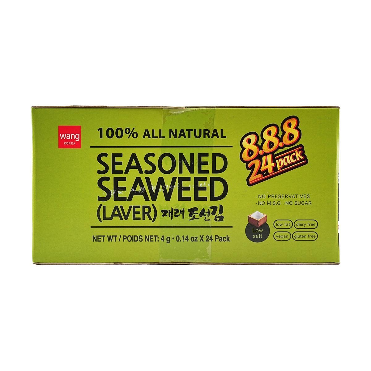 Natural Seasoned Seaweed, No Preservatives, No Sugar, Low Salt, Low Fat, Dairy Free, Vegan Gluten Free,0.14oz*24pc