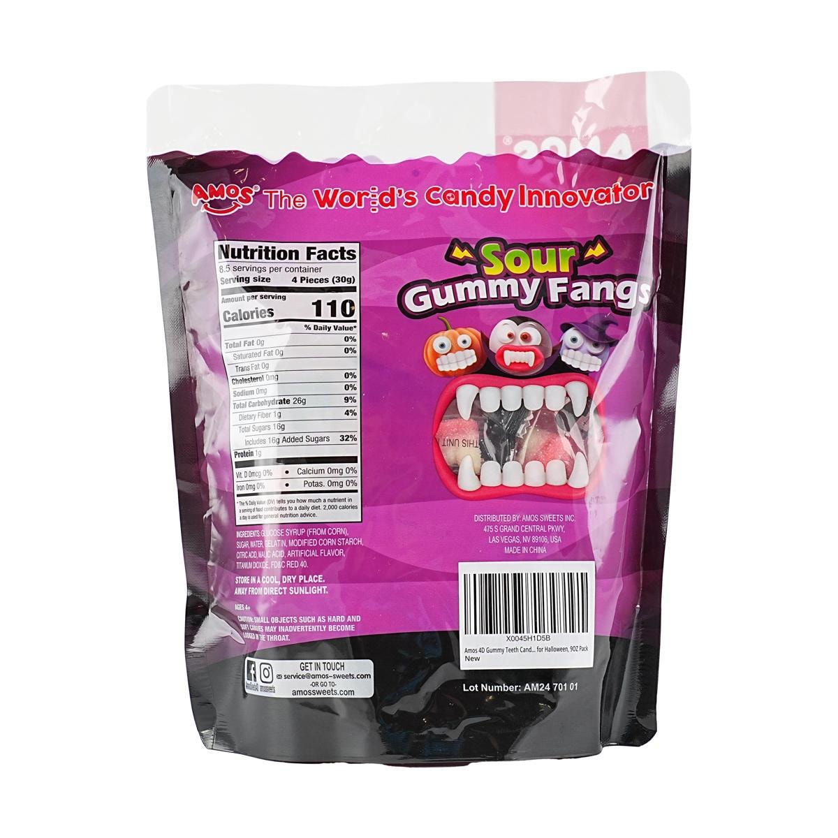 Teeth  Jelly Gummy Candy Vampire Teeth,Sour Gummy Fangs Candy for Trick-or-Treat,9 oz