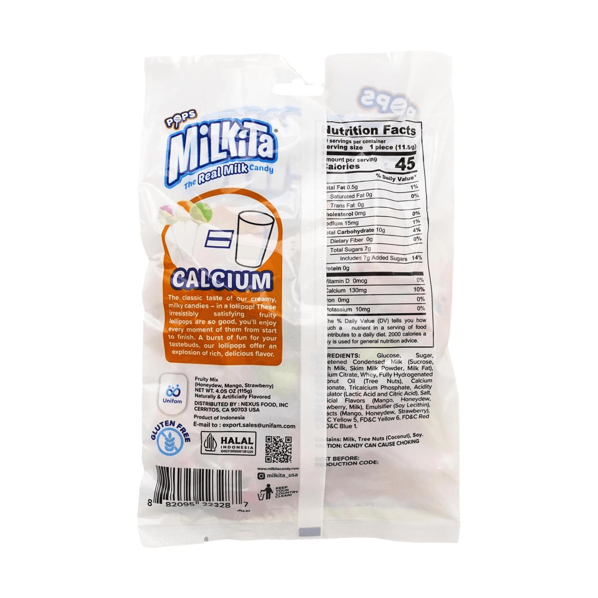 Milky Creamy Lollipop Assorted Fruit Flavor 115g