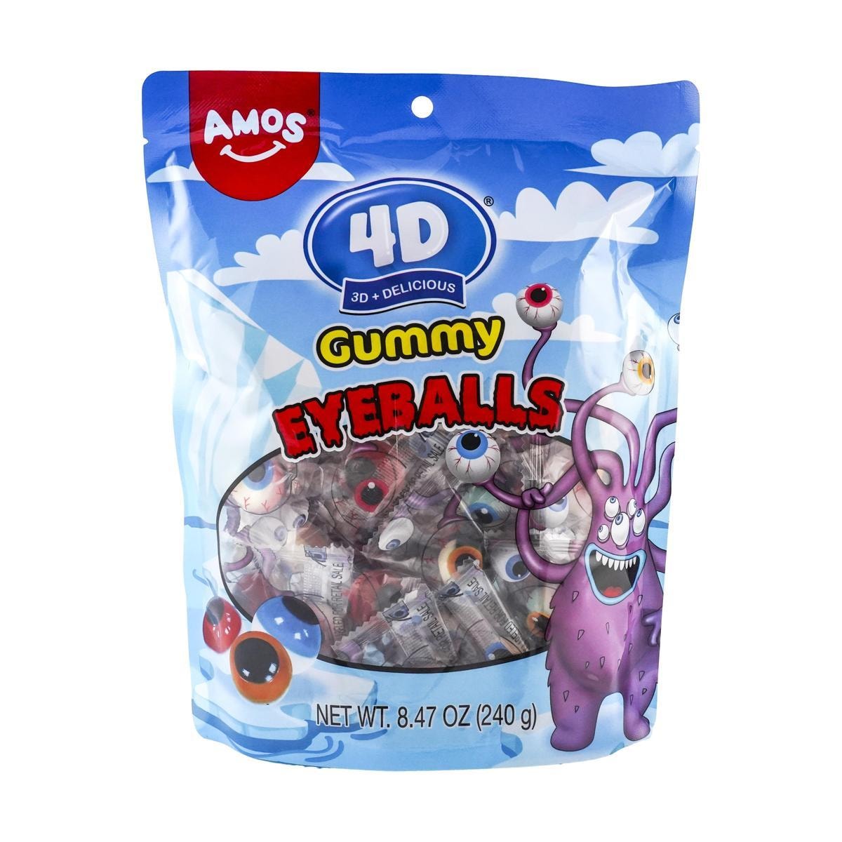 4D  Jelly Gummy Candy Eyeballs,Spooky Candy for Trick-or-Treat,3.39  oz