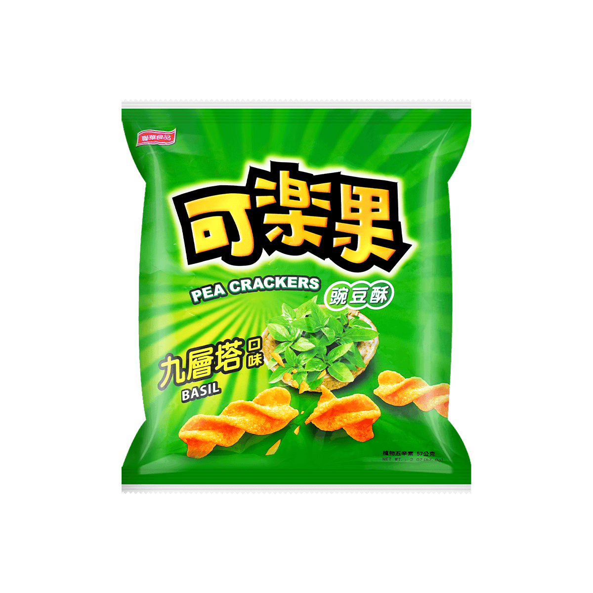 Crispy Pea Crackers - Basil Flavor, 1.7oz