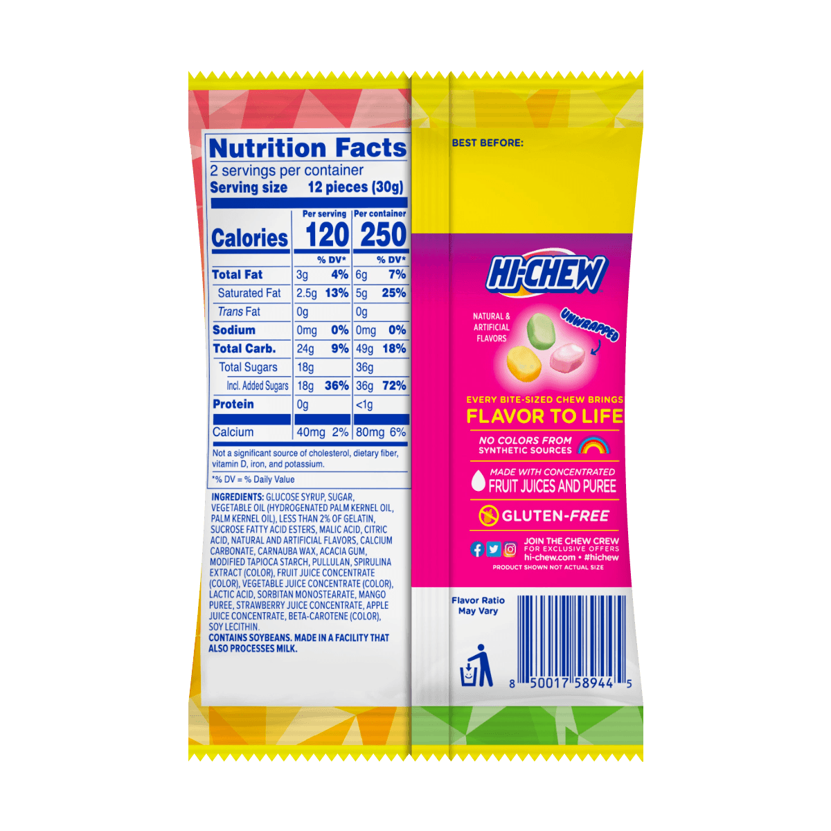 Hi Bites  Jelly Gummy Candy Mix Bag - Mango, Green Apple and Strawberry 2.12oz