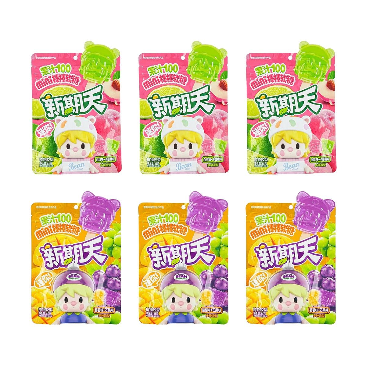 Mini Stick Peach & Kumquat  Jelly Gummy Candy - Bubble Mart, 3 oz*6 - 6 Packs Anime