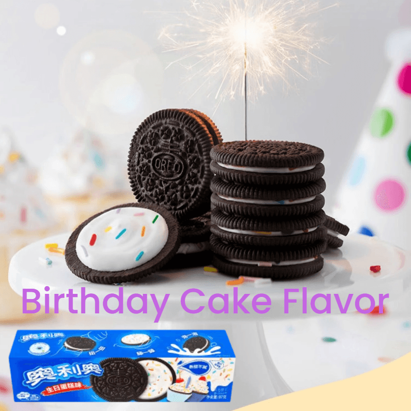 [4Packs]Oreo Chocolate Sandwich Cookies, Grape&Peach/Blueberry&Raspberry/White Peach/Birthday Cake, 3.42oz/Pack