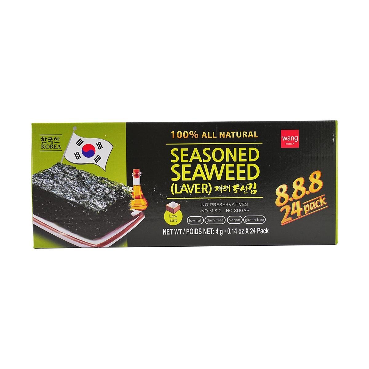 Natural Seasoned Seaweed, No Preservatives, No Sugar, Low Salt, Low Fat, Dairy Free, Vegan Gluten Free,0.14oz*24pc