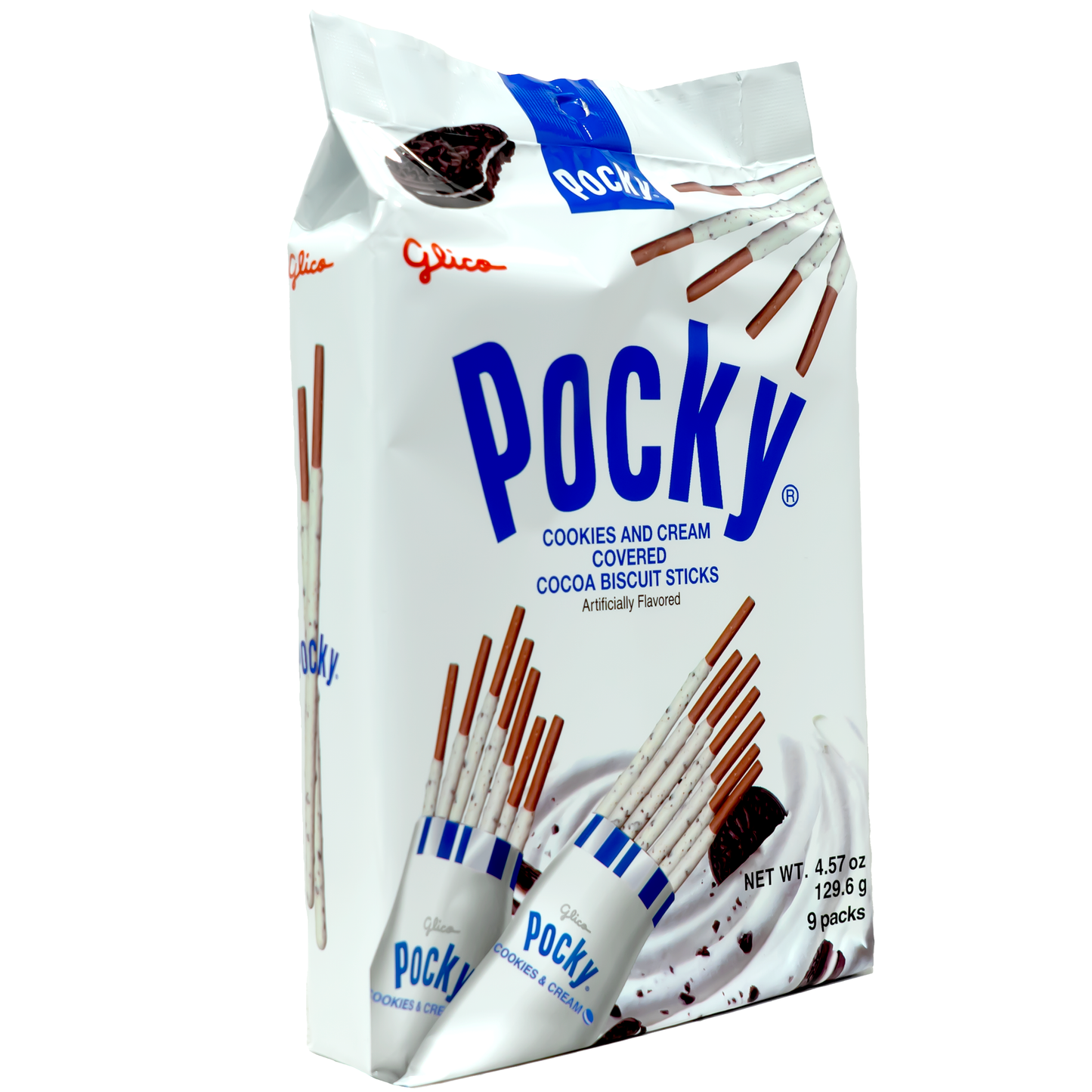 GLICO Pocky Cookies Cream Covered Biscuit Sticks Family Size 129.6g (Japan)