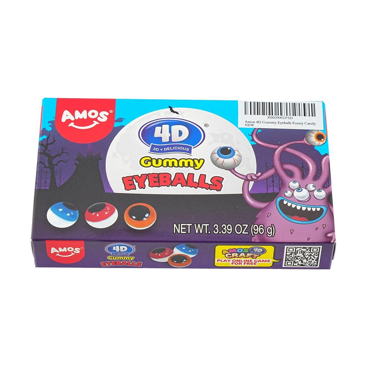 4D  Jelly Gummy Candy Eyeballs,Spooky Candy for Trick-or-Treat,3.39  oz