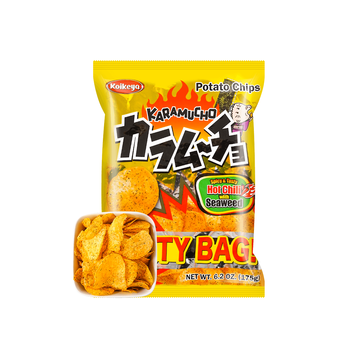 Koikeya Potato Chips Hot Chili Seaweed Flavor,6.2 oz