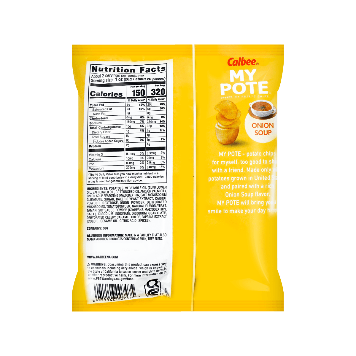 CALBEE MY POTE Onion Soup Potato Chips, 2.12oz