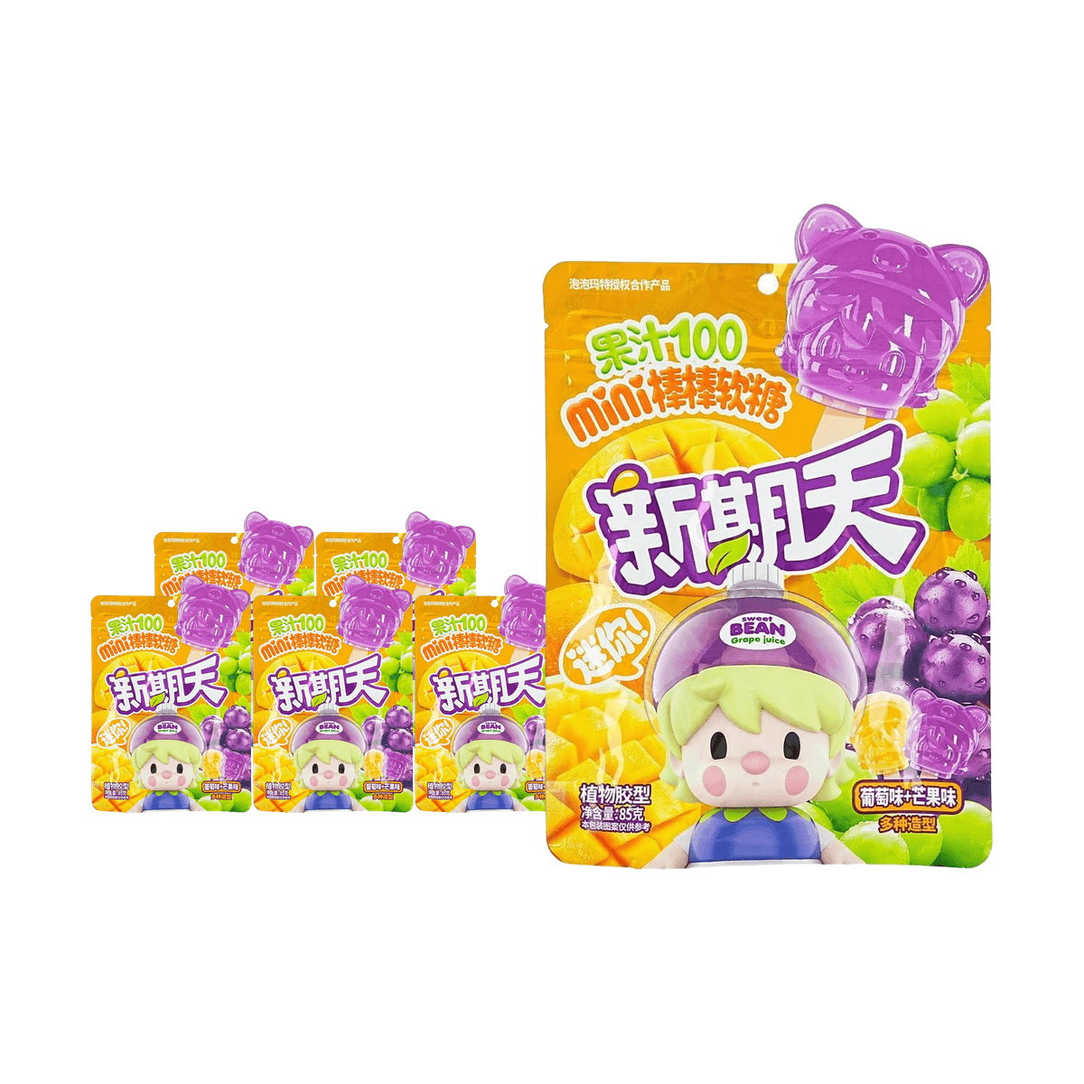 Mini Stick Peach & Kumquat  Jelly Gummy Candy - Bubble Mart, 3 oz*6 - 6 Packs Anime