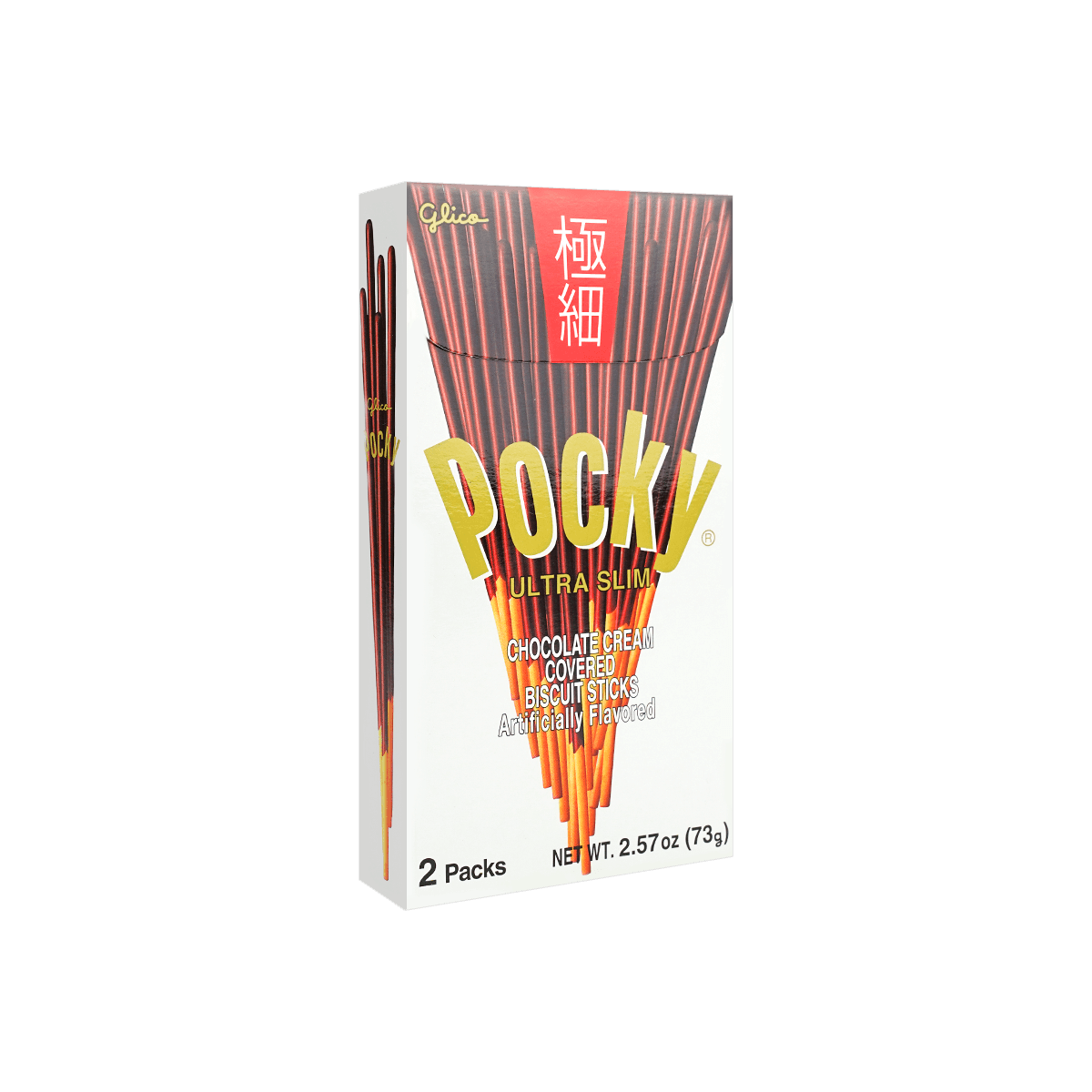 Ultra Slim Chocolate Pocky Cookie Sticks - 2 Packs, Packaging May Vary 67g