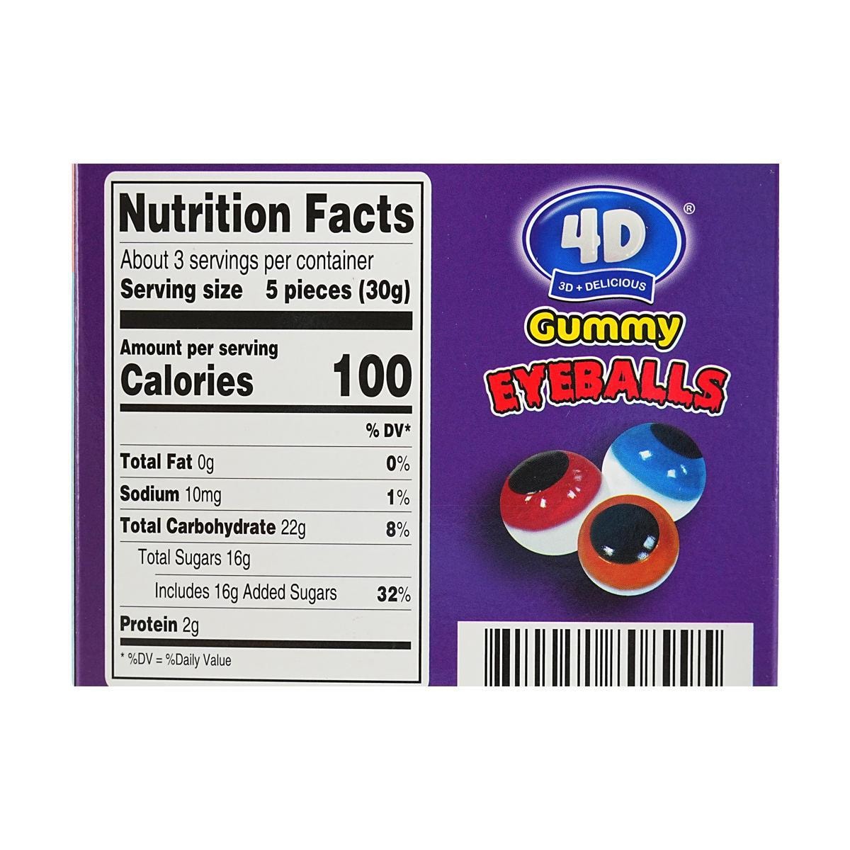 4D  Jelly Gummy Candy Eyeballs,Spooky Candy for Trick-or-Treat,3.39  oz