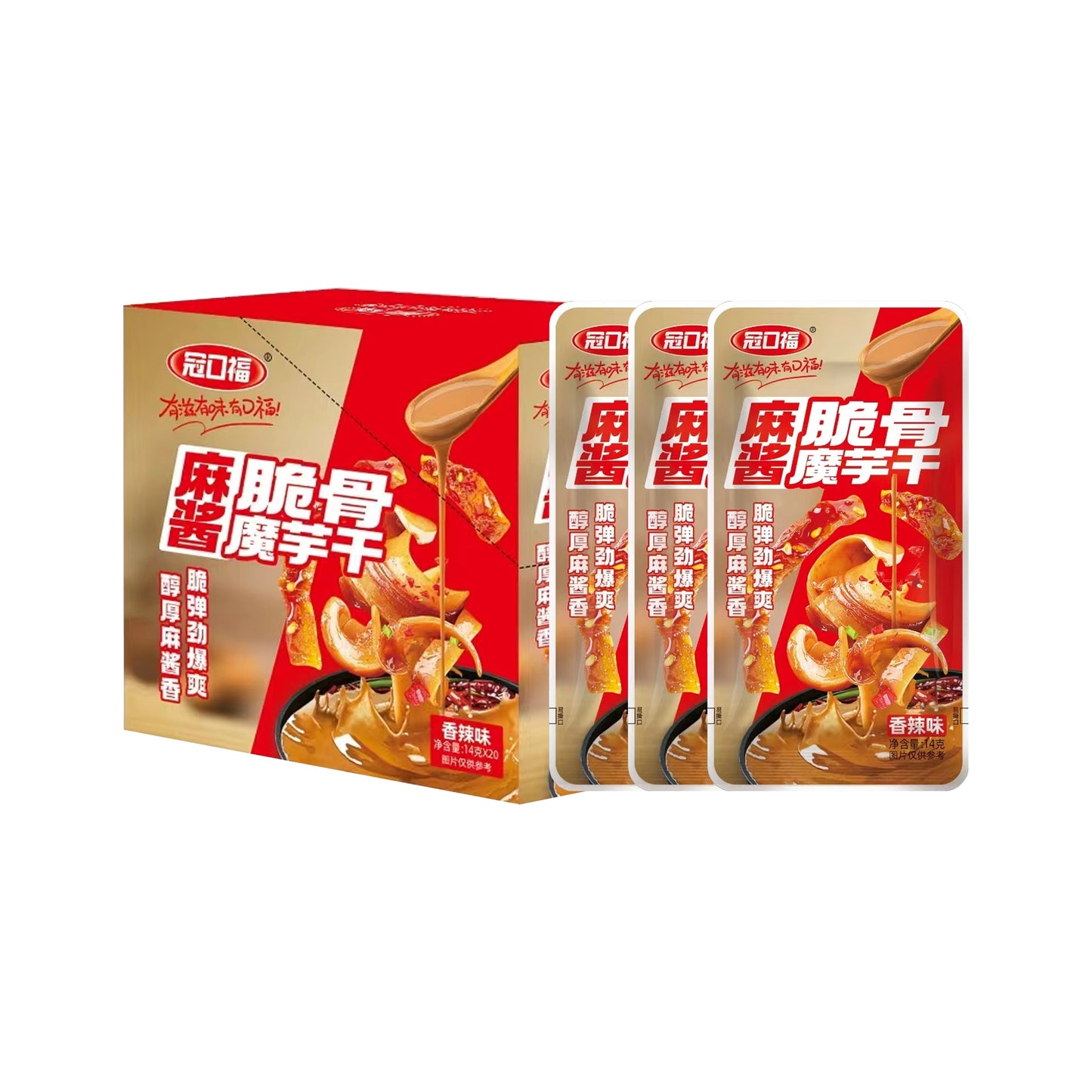 Guankou Fu Sesame Sauce Crispy Bone Konjac Dry Spicy 14g*20 pack A box