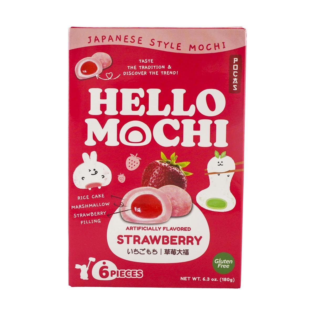 Hello Mochi Strawberry Mochi,Gluten Free Vegan,6pieces 6.3oz