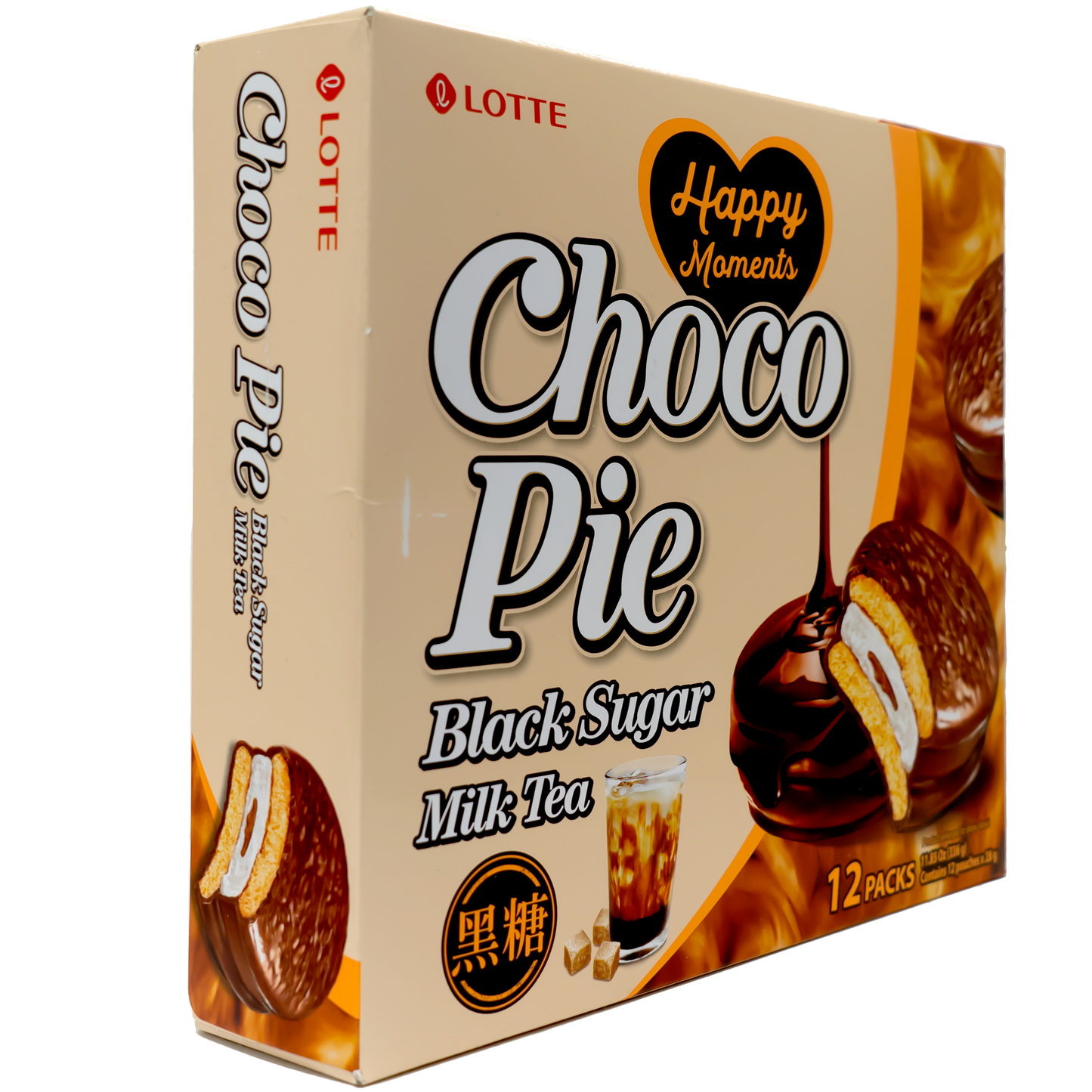 LOTTE Choco Pie Black Sugar Milk Tea Flavor 12Pack - 336g (Korea)