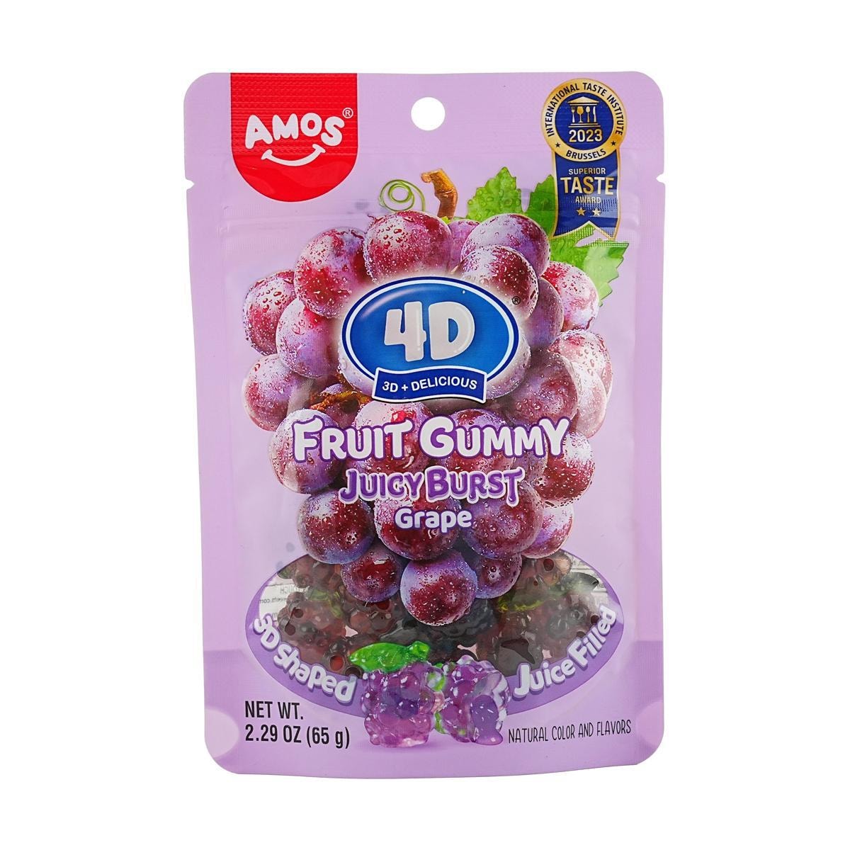 4D Fruit  Jelly Gummy Candy Juicy Burst Grape 2.29 oz