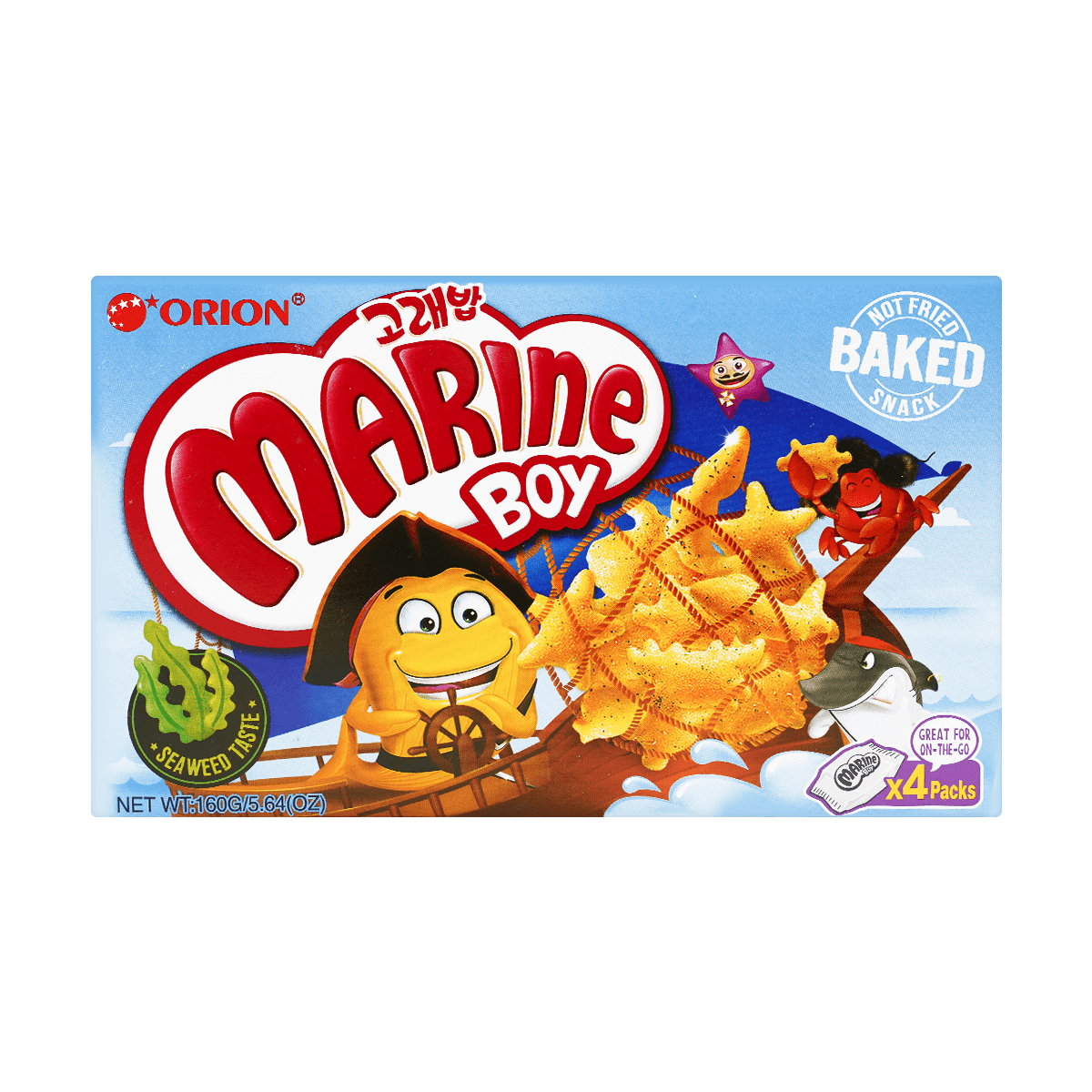 MGoraebab Marine Boy Crunchy Seaweed Flavor Crackers, 4 Packs, 5.64oz
