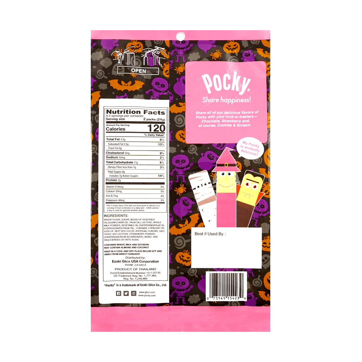 GLICO Pocky Cookie Sticks Family Pack, Strawberry+Cookies Cream+Chocolate Cream, 27 Packs, 12.5 oz