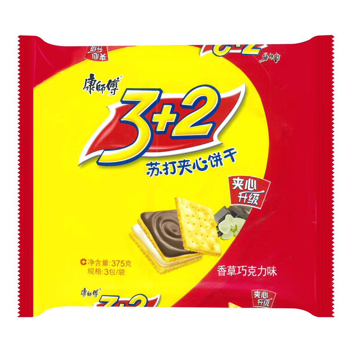 3+2 Soda Biscuit Vanilla Chocolate 375g