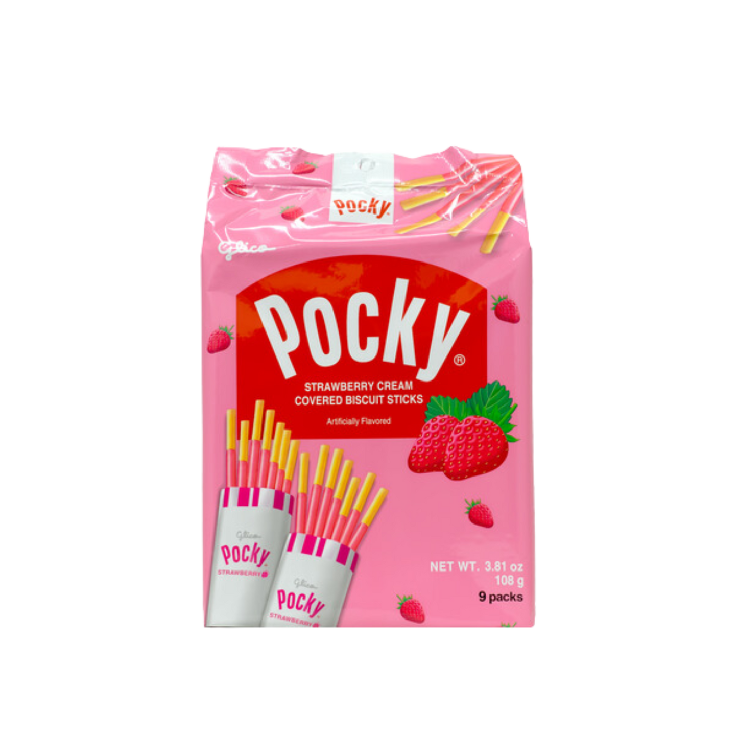 GLICO Pocky Family Size Strawberry Cream Covered Biscuit Sticks 3.81 oz (Japan)