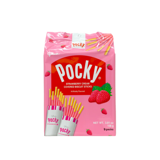 GLICO Pocky Family Size Strawberry Cream Covered Biscuit Sticks 3.81 oz (Japan)