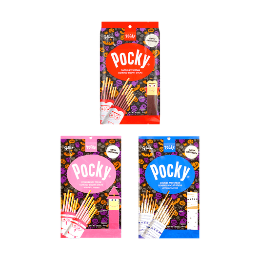 GLICO Pocky Cookie Sticks Family Pack, Strawberry+Cookies Cream+Chocolate Cream, 27 Packs, 12.5 oz