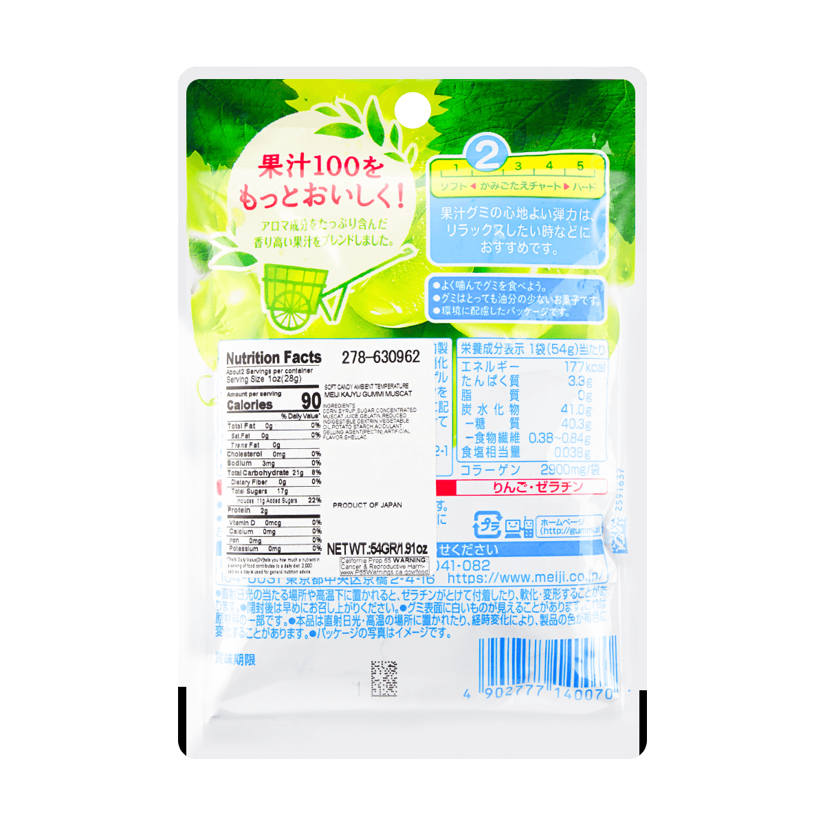 Jelly Gummy Candy Msucat Flavor 54g