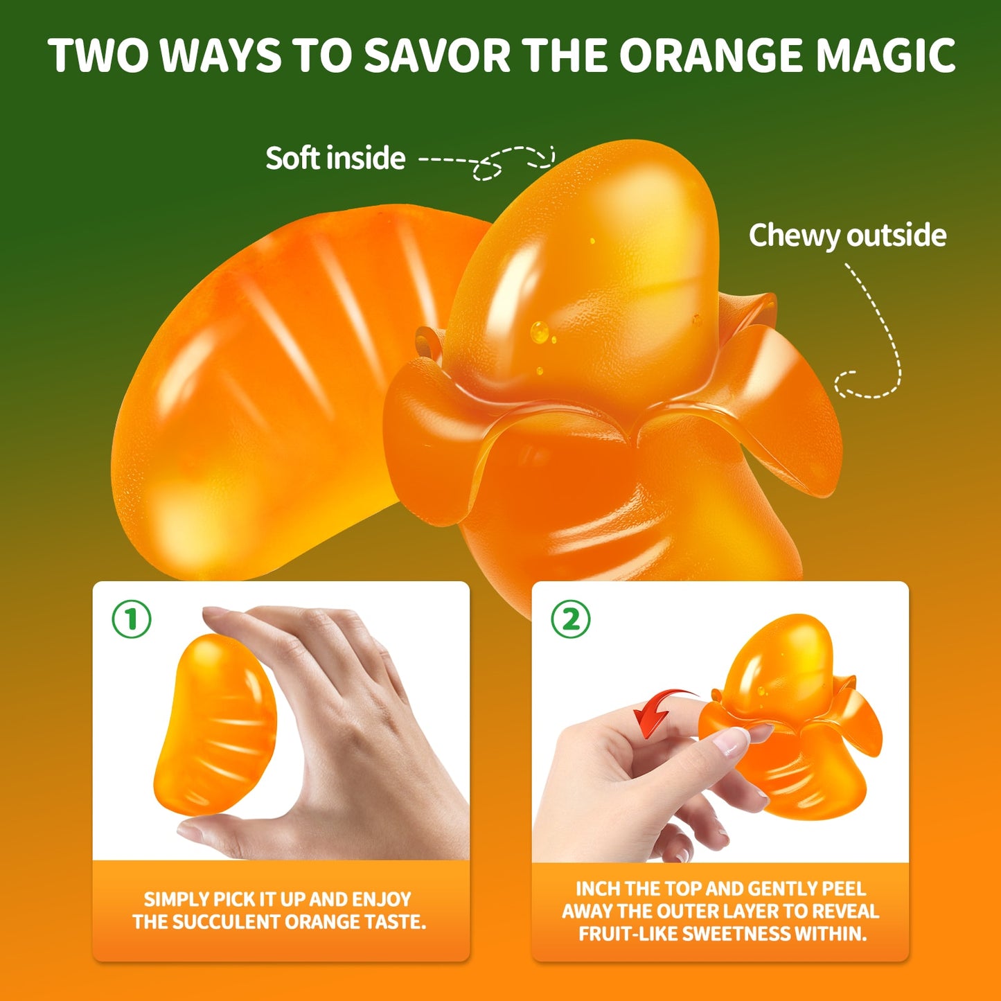 Amos 4D Gummy Peelable Orange Candy Peelerz Gummy Orange Fruit Snacks Resealable 2.19oz Bag