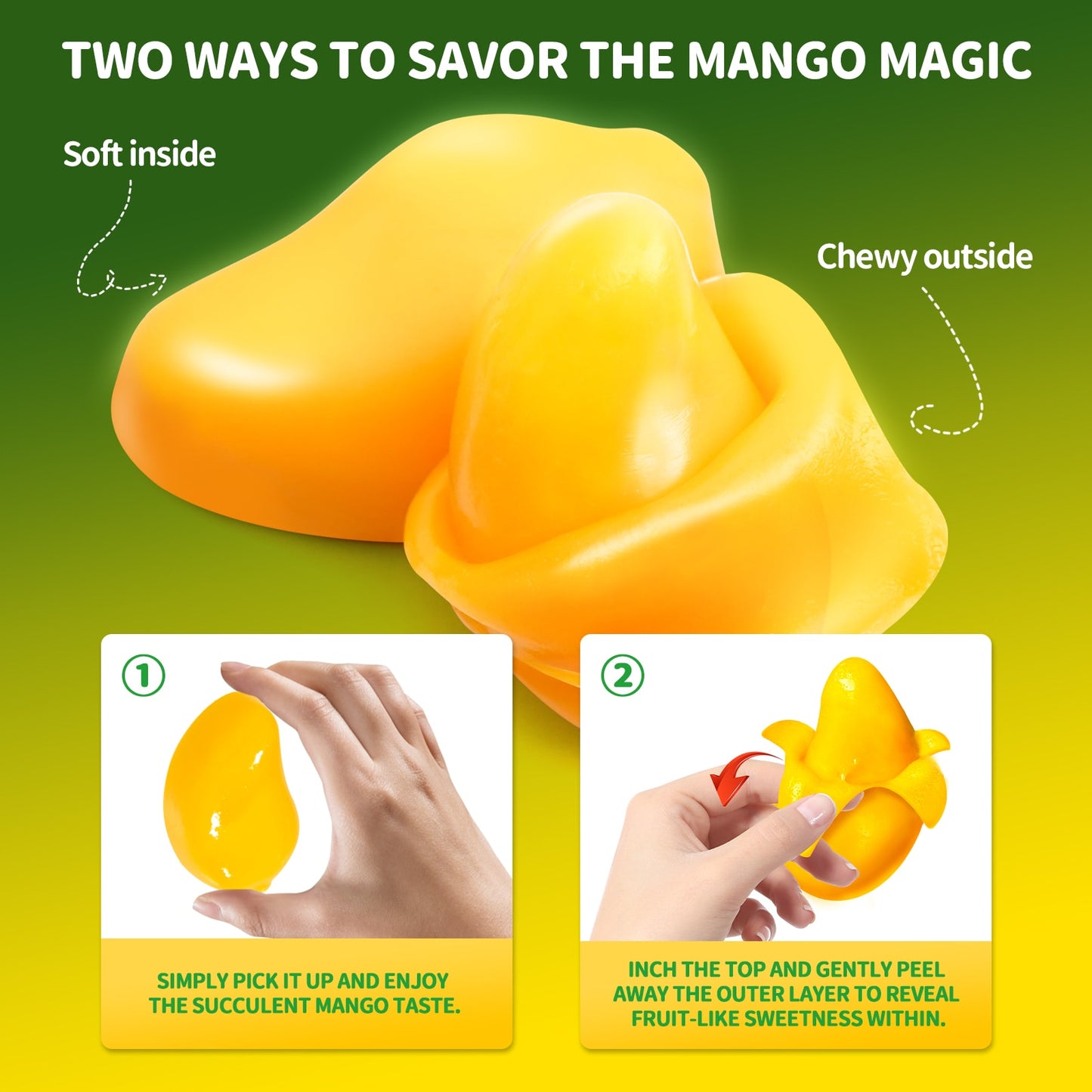 Amos Peelable Mango Candy Peelerz Gummy Mango Peeling CandyResealable 2.19oz Bag (Pack of 3)