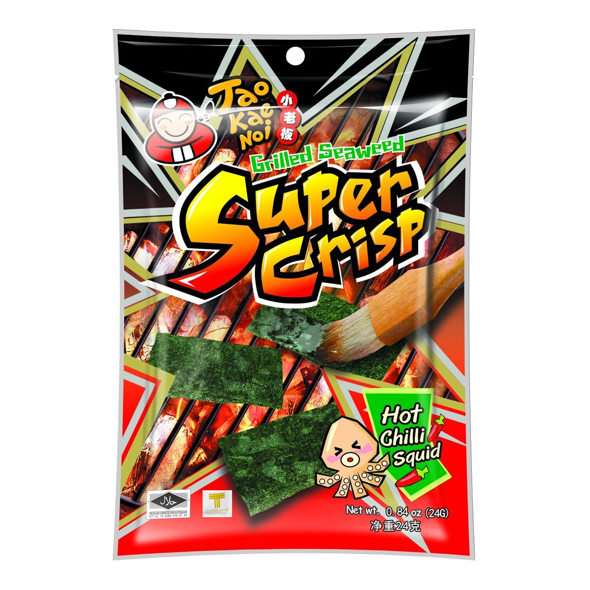 Super Crispy Grilled Seaweed Hot Chili Squid Flavor 24g