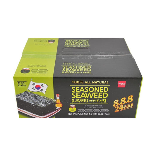 Natural Seasoned Seaweed, No Preservatives, No Sugar, Low Salt, Low Fat, Dairy Free, Vegan Gluten Free,0.14oz*24pc