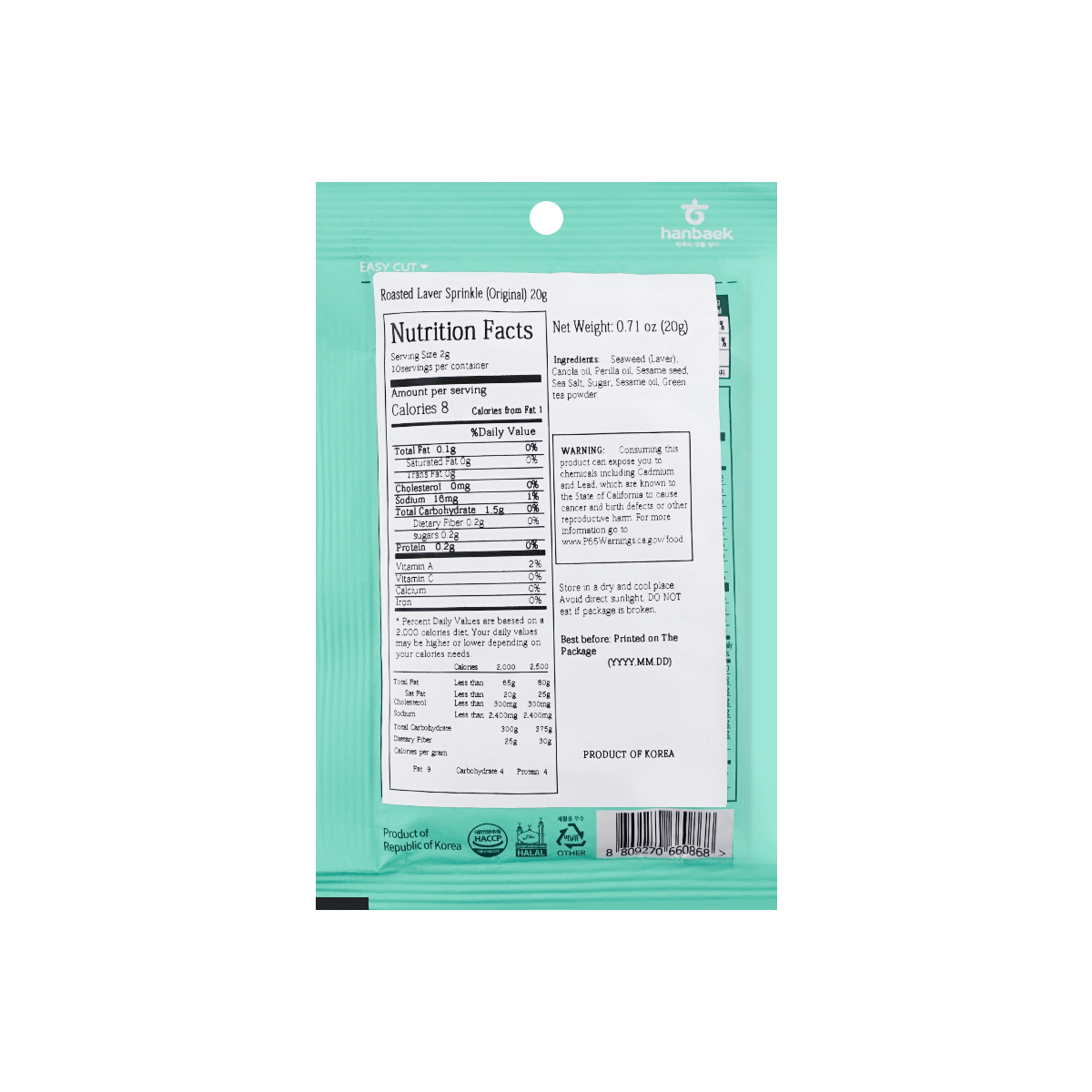 Original Roasted Seaweed Sprinkles - with Sesame, 0.71oz