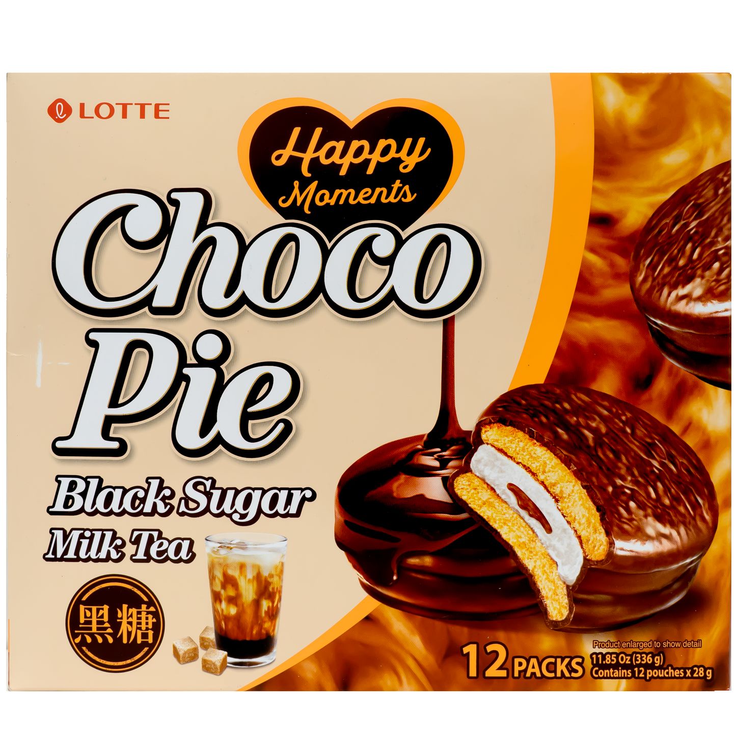 LOTTE Choco Pie Black Sugar Milk Tea Flavor 12Pack - 336g (Korea)